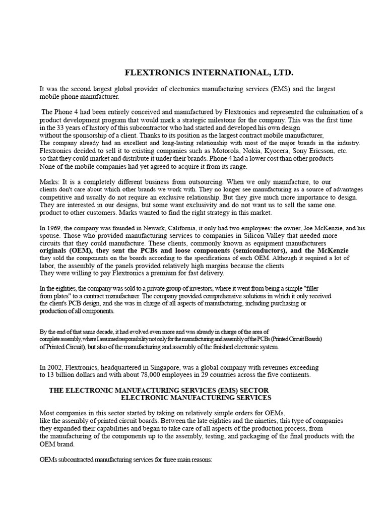 Summary of Flextronics International | PDF | Printed Circuit Board ...