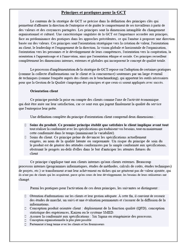 Principes clés de la Gestion de la Qualité | PDF | Management de la ...