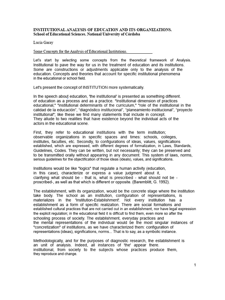 Institutional Analysis of Education Systems | PDF | Institution ...