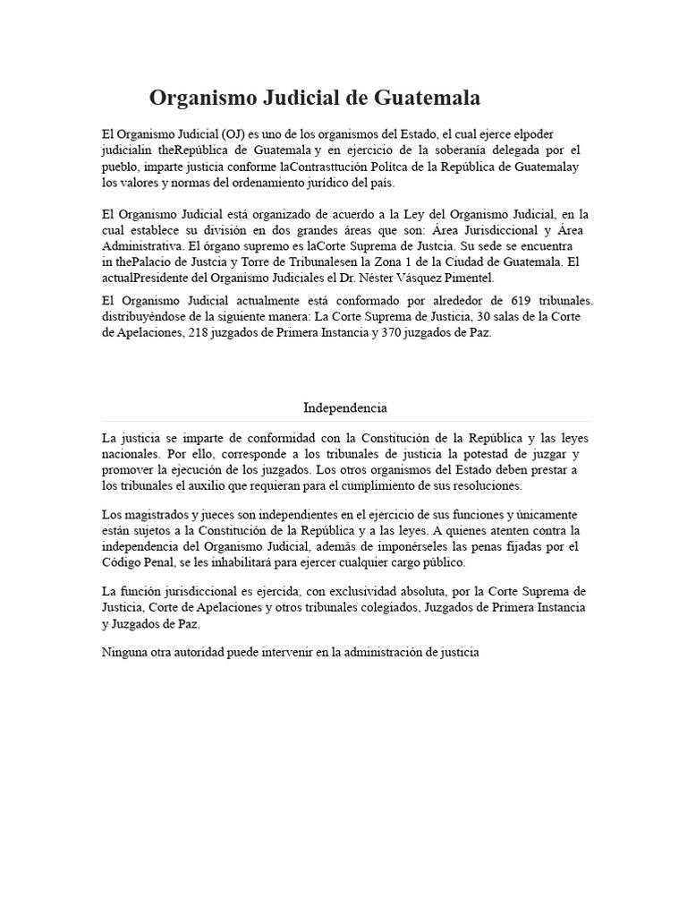 Estructura del Organismo Judicial de Guatemala | PDF | Judicaturas ...