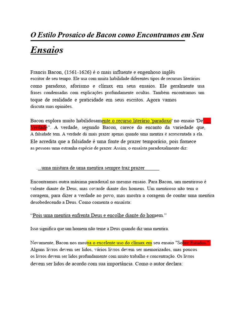 Estilo Prosaico de Francis Bacon | PDF | Francis Bacon | Amor