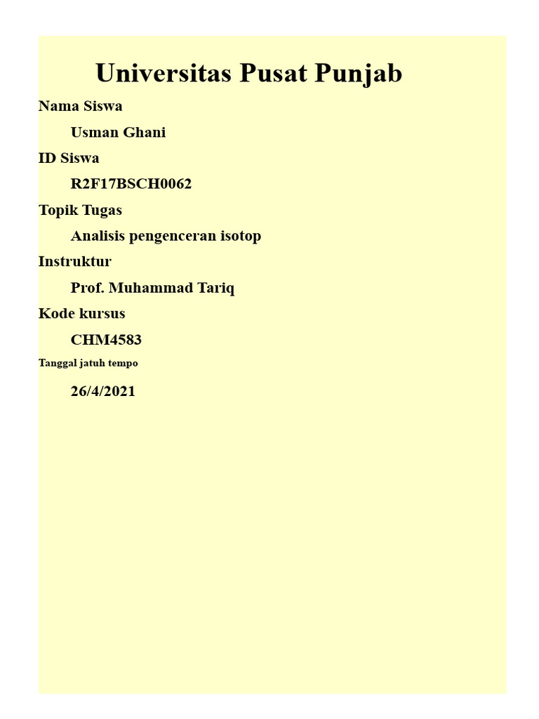 Analisis Dilusi Isotop | PDF