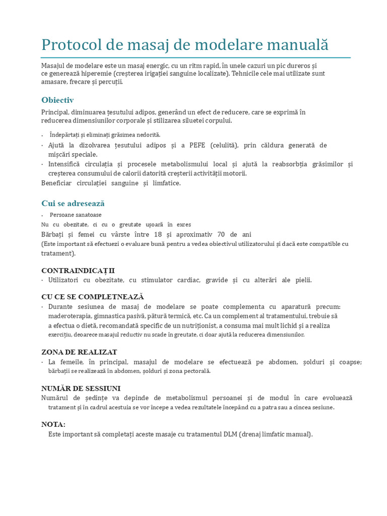 Protocol de Masaj de Modelare Manuală | PDF