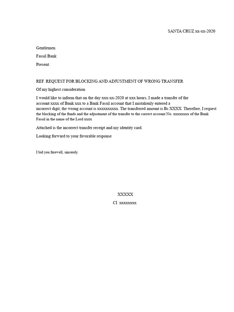WRONGTRANSFERLETTERMODEL | PDF