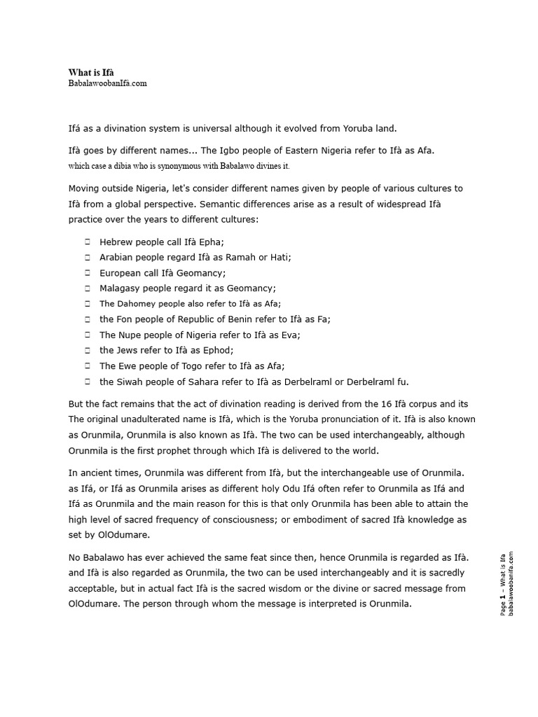 Understanding Ifà and Its Significance | PDF