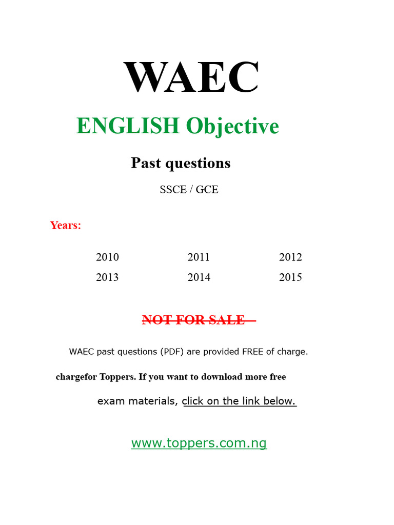 WAEC English Objective Past Questions | PDF