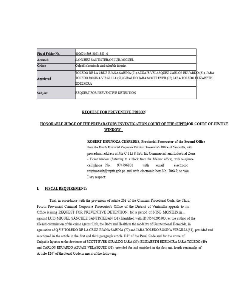 Preventive Detention Request for Homicide | PDF | Crimes | Crime & Violence