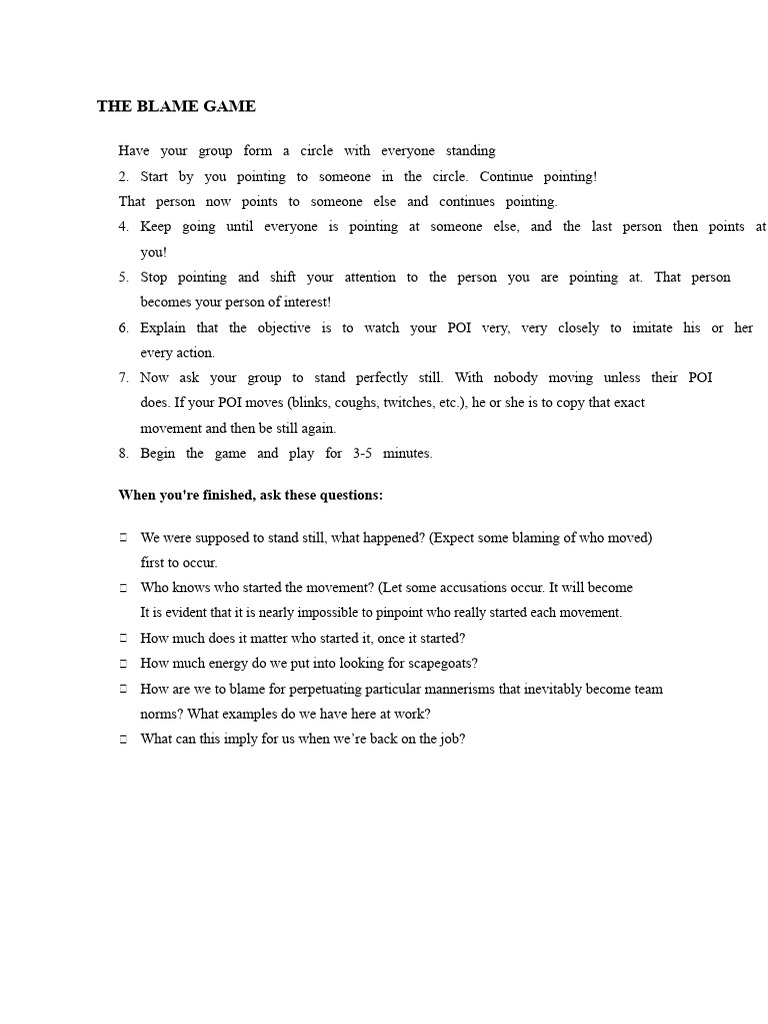 The Blame Game | PDF