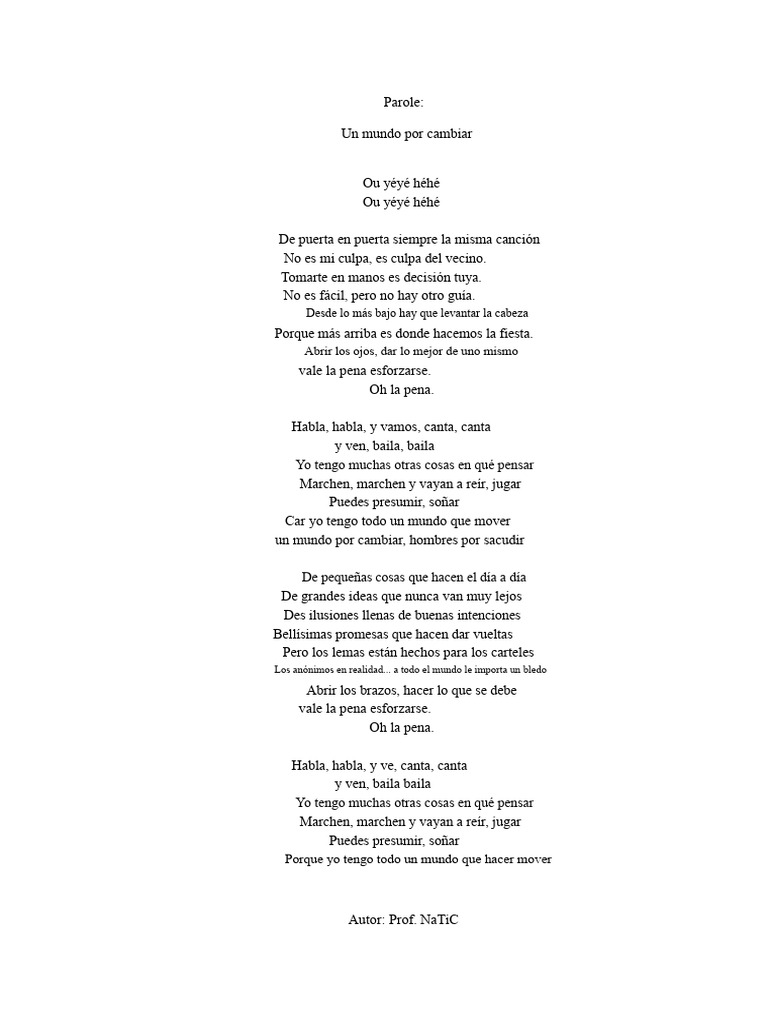 Un Mundo A Cambiar - Palabra | PDF