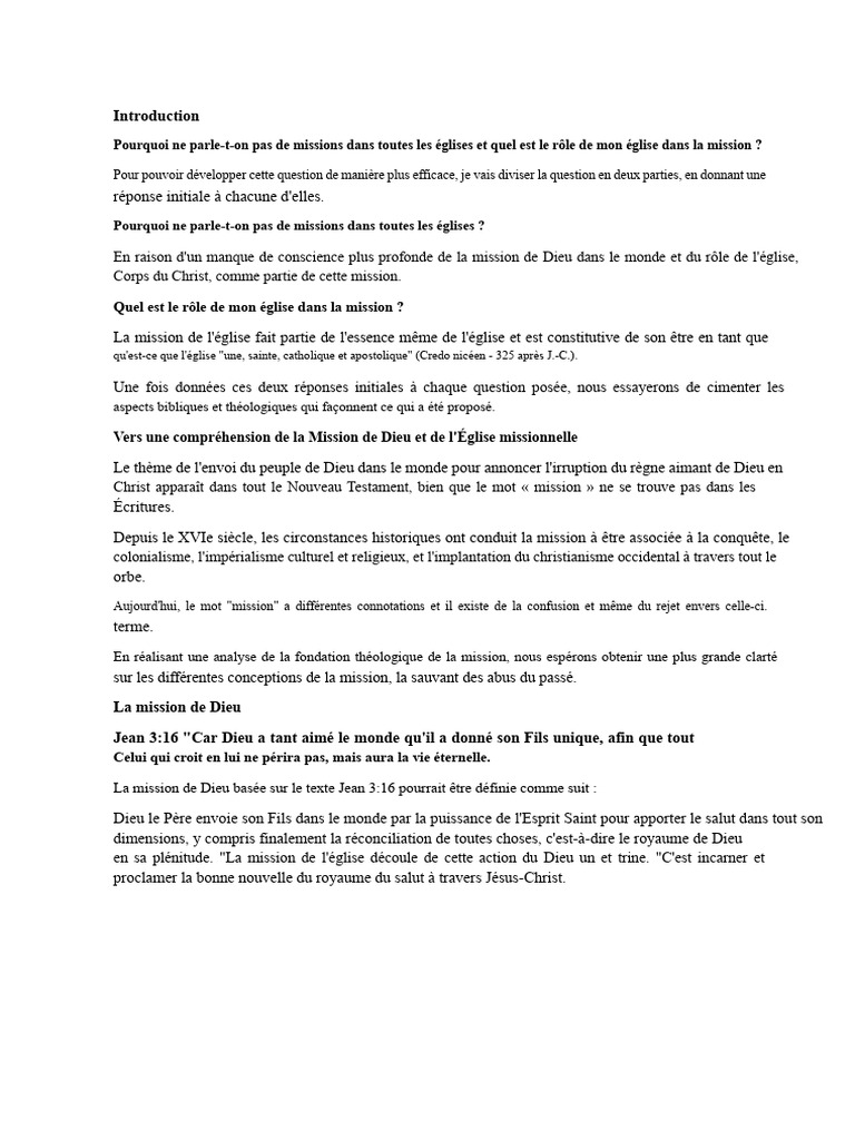Rôle de l'Église dans la Mission Divine | PDF | Église chrétienne | Dieu