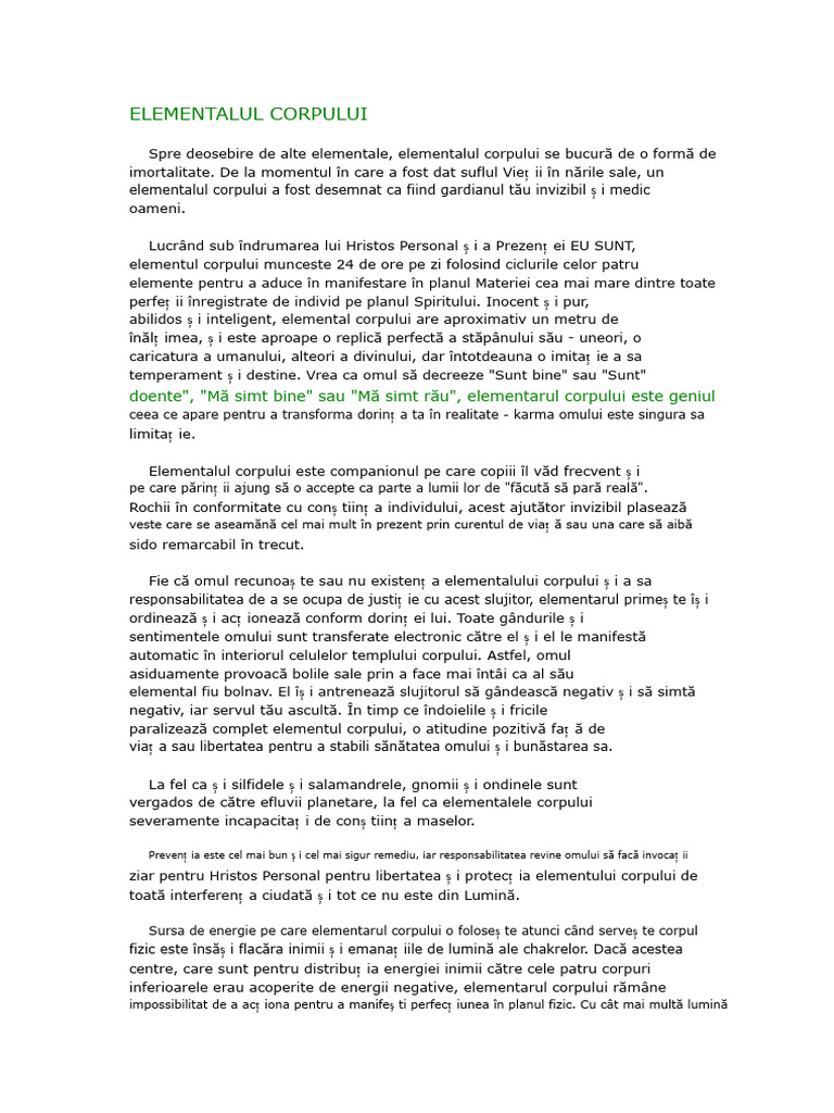 Elementalul Corpului | PDF