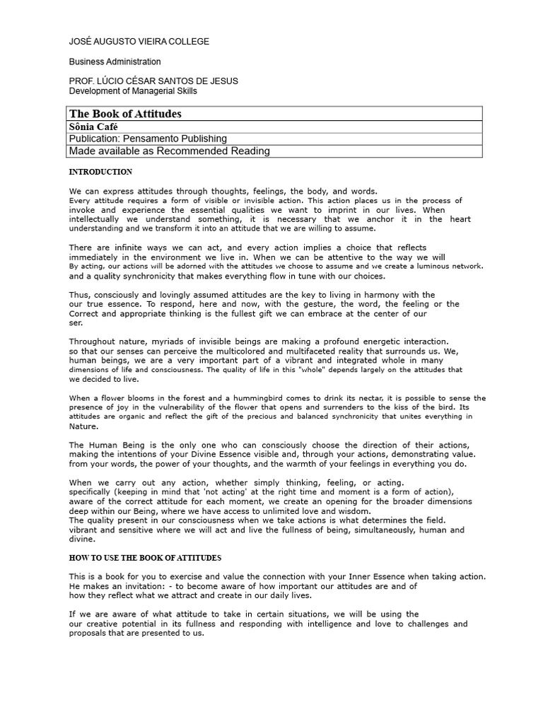 Mastering Attitudes for Managerial Success | PDF | Attitude (Psychology ...