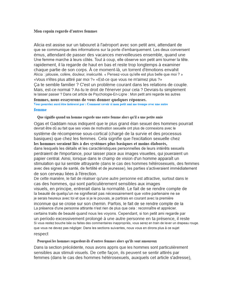 Jalousie : Mon copain regarde d'autres femmes | PDF | Adultère | Émotions