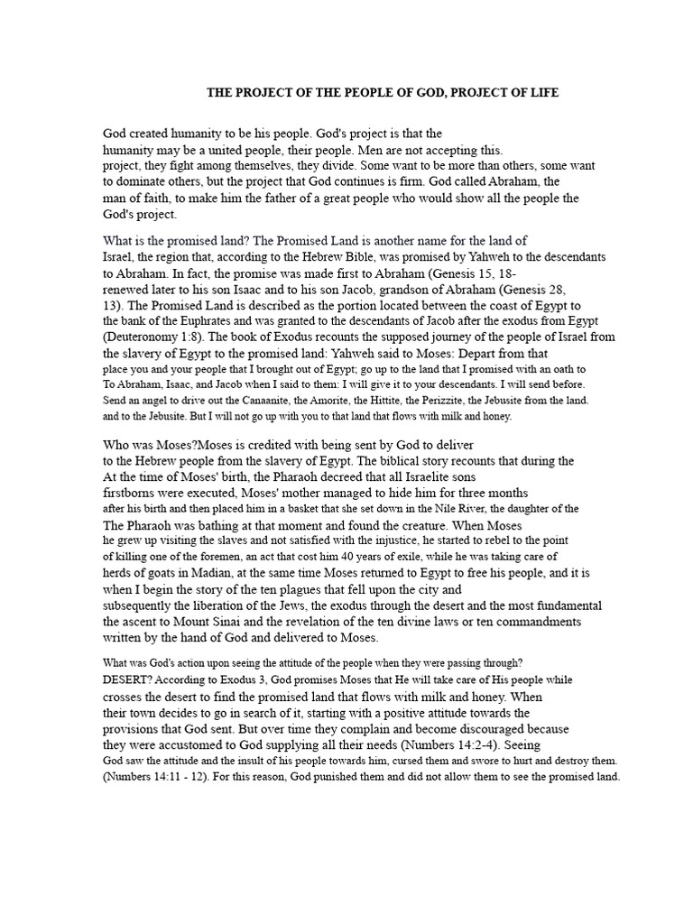 God's Project: Journey to the Promised Land | PDF | Book Of Exodus ...