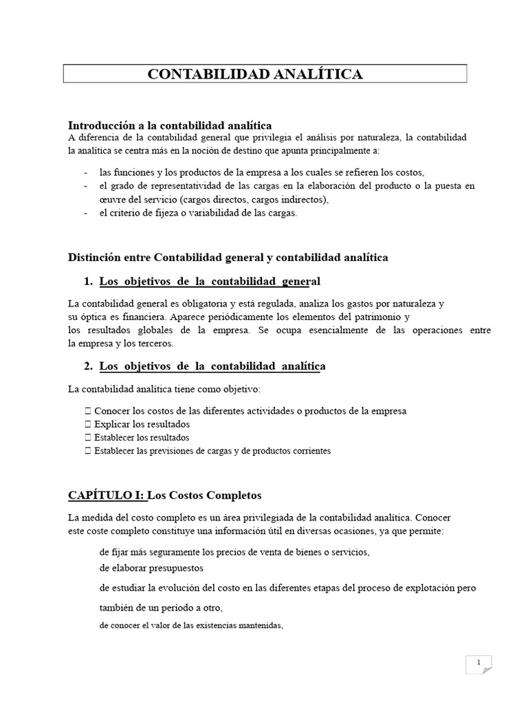 Guía de Contabilidad Analítica y Costos | PDF | Contabilidad ...
