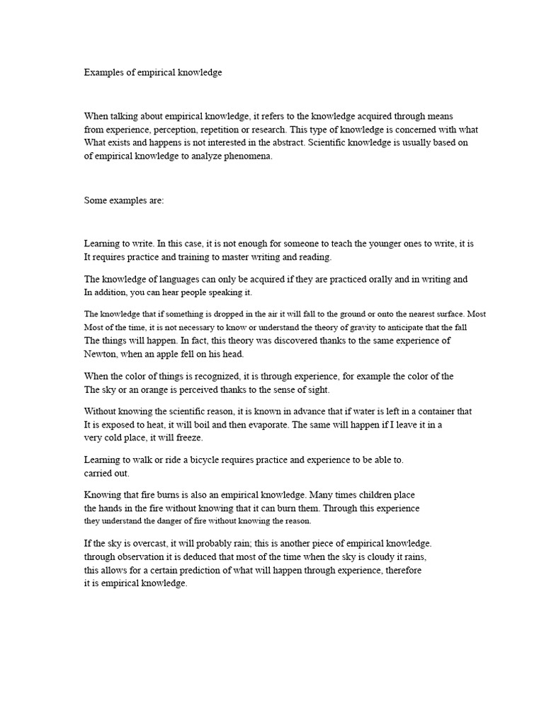 Examples of Empirical Knowledge | PDF | Learning | Knowledge