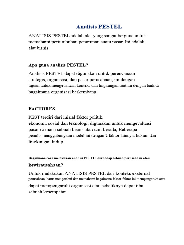 Panduan Lengkap Analisis PESTEL | PDF