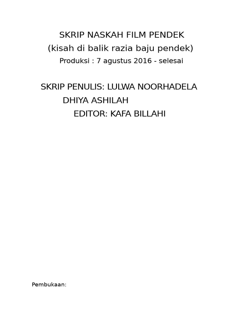 Skrip Naskah Film Pendek | PDF