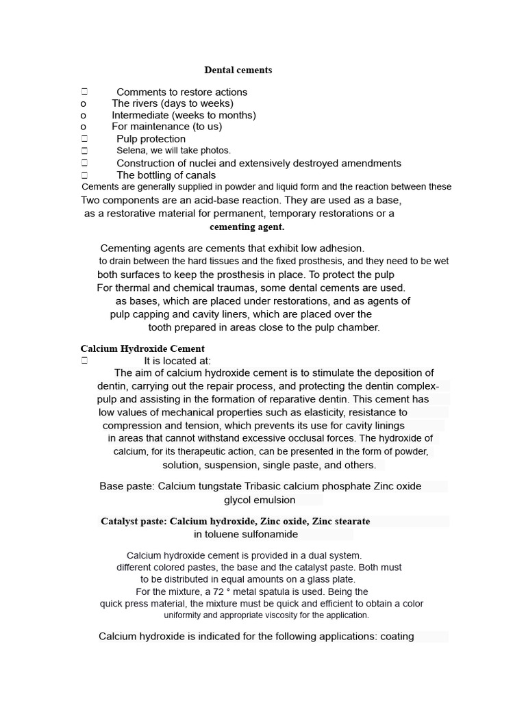 Comprehensive Guide to Dental Cements | PDF | Chemical Substances ...