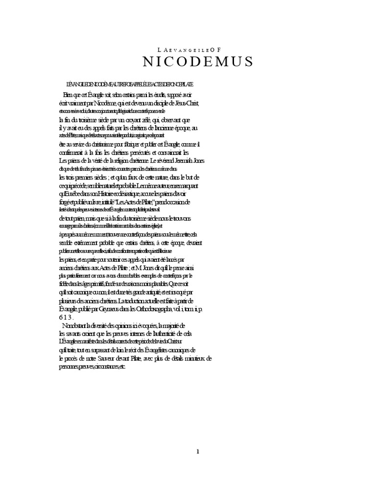 Évangile de Nicodème : Détails et Authenticité | PDF | Ponce Pilate | Jésus
