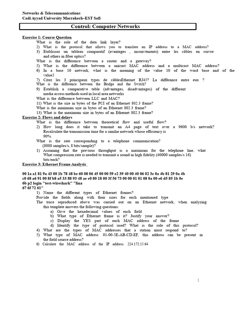 Data Link Layer and Ethernet Analysis | PDF | Computer Network ...