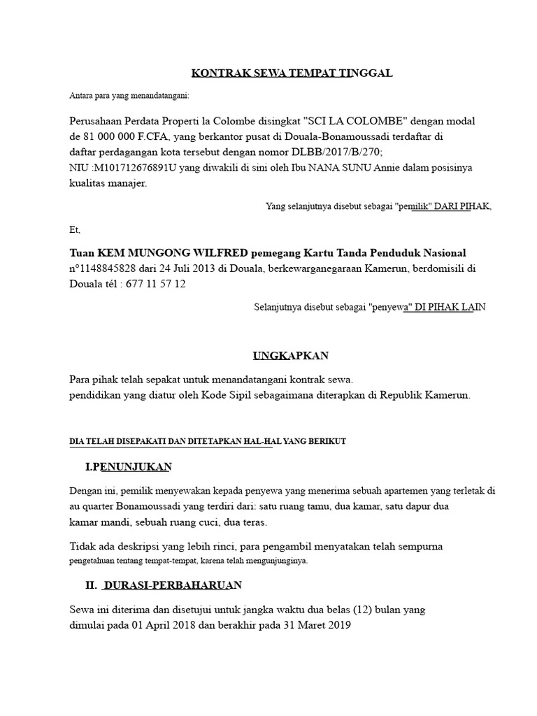 Perjanjian Sewa | PDF