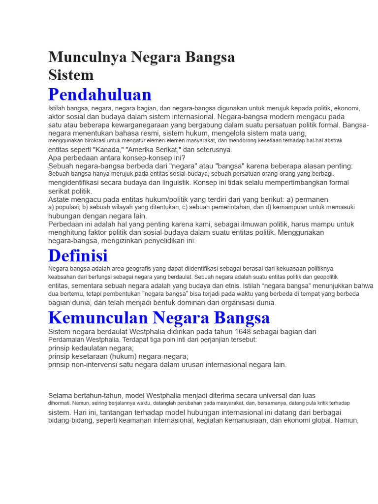 Evolusi dan Tantangan Negara Bangsa | PDF