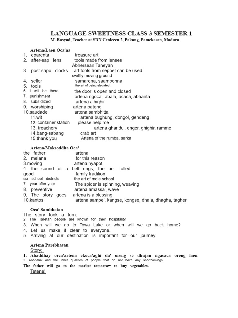 Bhasa Madhura Class 3 Semester 1 | PDF