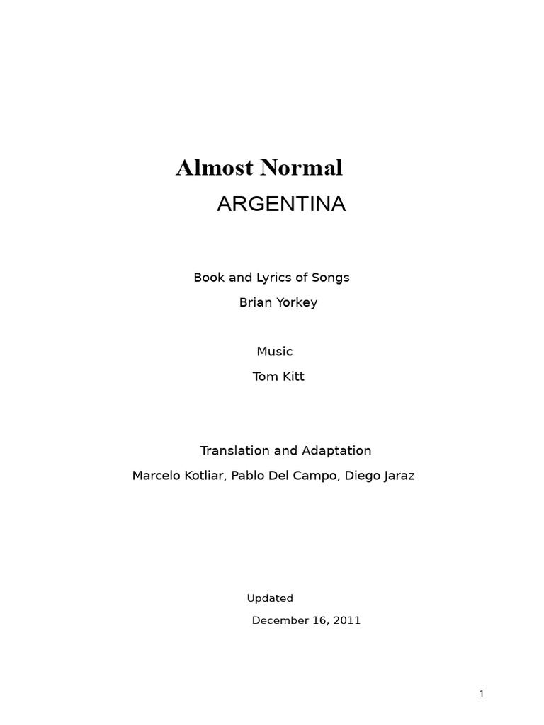 Next To Normal - Argentina | PDF