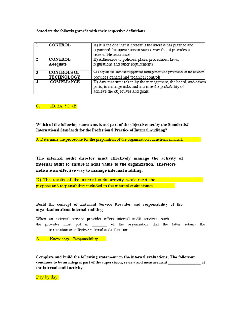 Control and Compliance Definitions Guide | PDF | Internal Audit | Audit