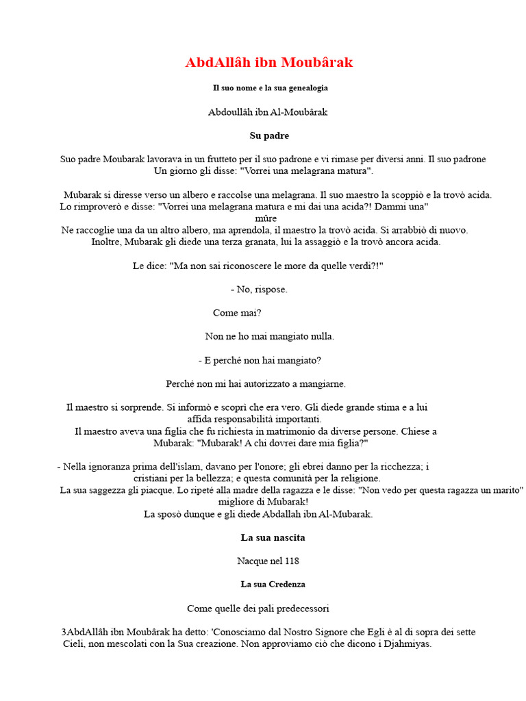 AbdAllah Ibn Al Moubarak | PDF
