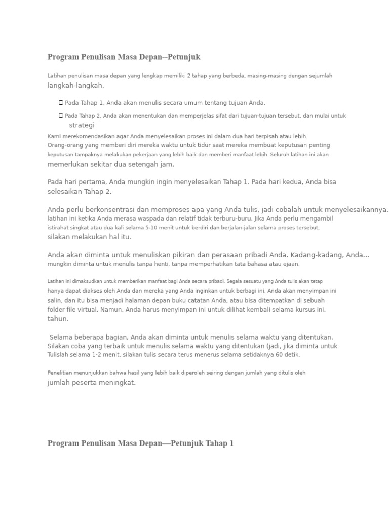 Panduan Program Penulisan Masa Depan | PDF