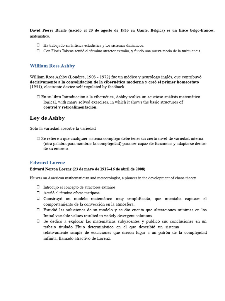 David Ruelle, Ashby y Lorenz | PDF