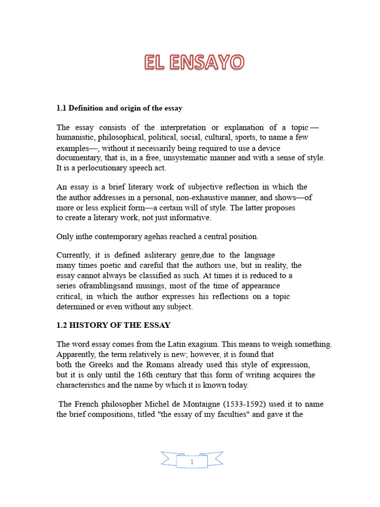 Origin and Etymology of the Essay | PDF | Essays