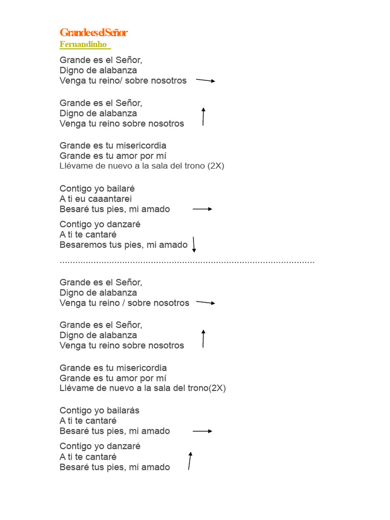 Letra Grande Es El Señor Pdf
