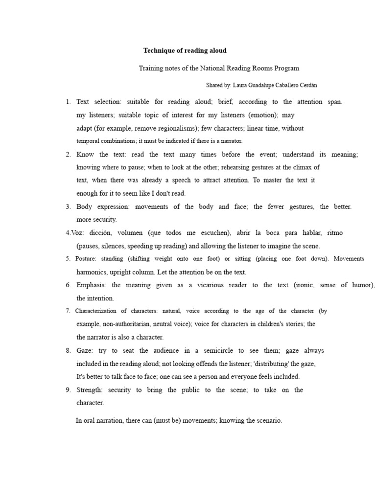 PNSL Technique of Reading Aloud | PDF