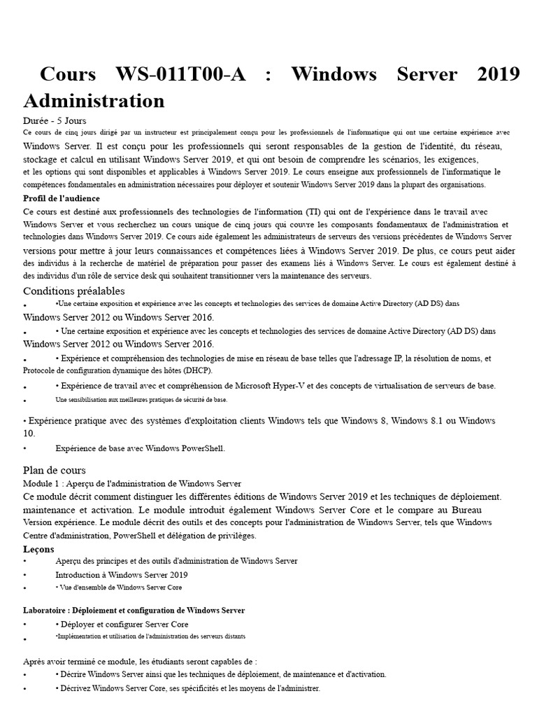 Administration de Windows Server 2019 | PDF | Stratégies de groupe ...