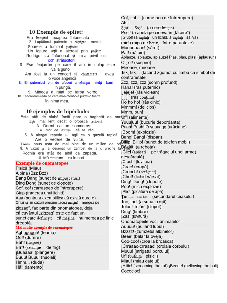 10 Exemple de Epitet | PDF