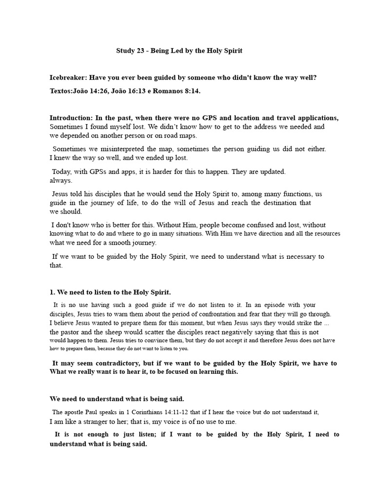 Guidance by the Holy Spirit Explained | PDF | Jesus | Disciple ...