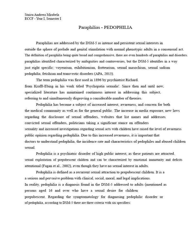 Understanding Pedophilia: DSM-5 Insights | PDF | Pedophilia | Mental ...