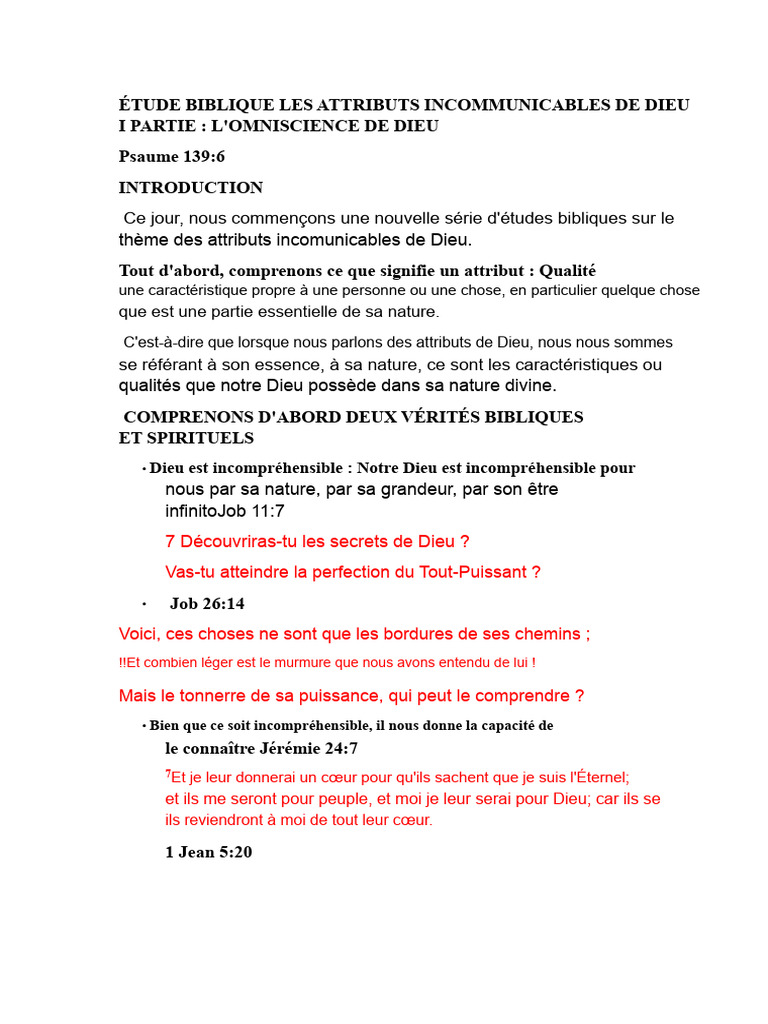 Attributs Incommunicables de Dieu | PDF | Dieu | Foi