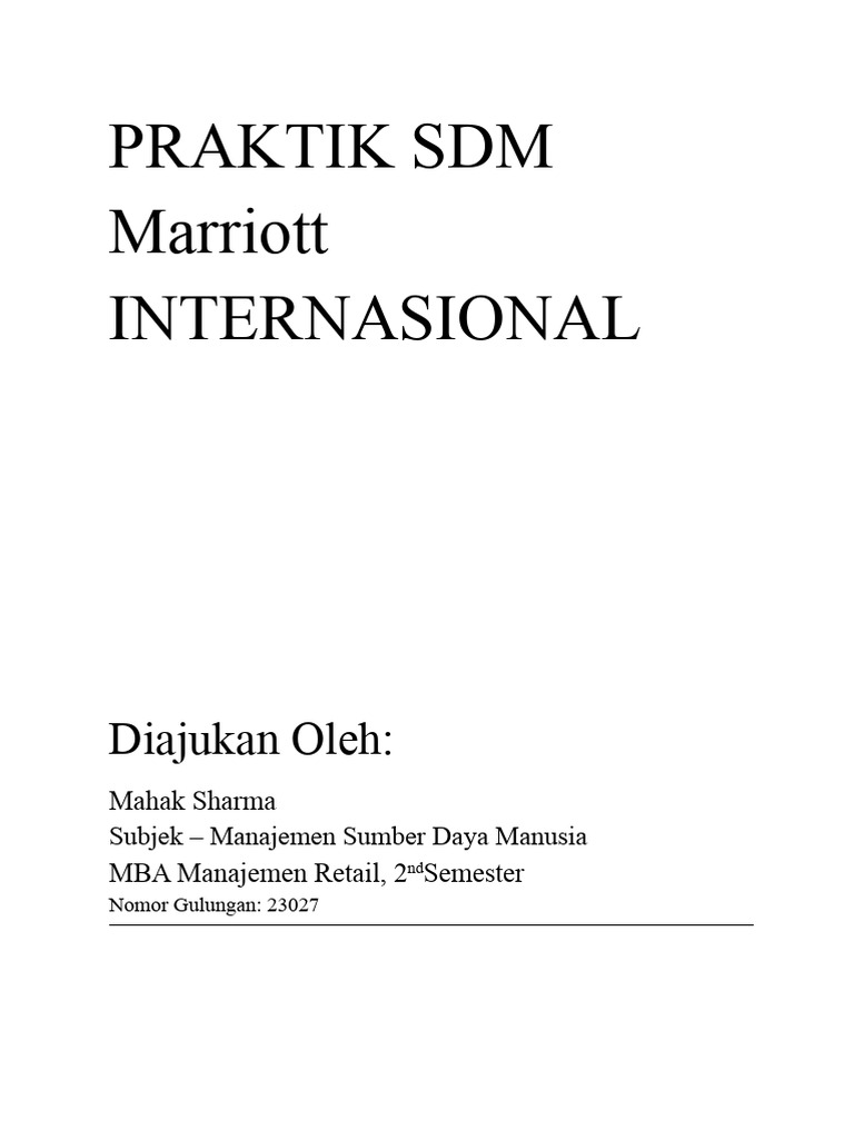 Praktik SDM di Marriott International | PDF