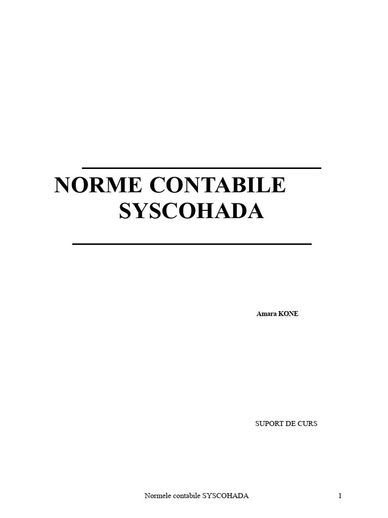 Normele Contabile SYSCOHADA | PDF