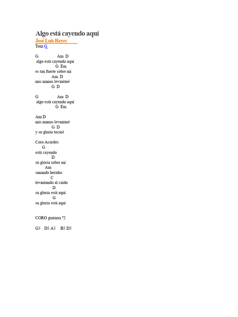 Acordes y Letra de 