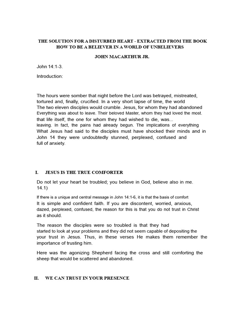 The Solution For A Disturbed Heart | PDF | Jesus | Disciple (Christianity)