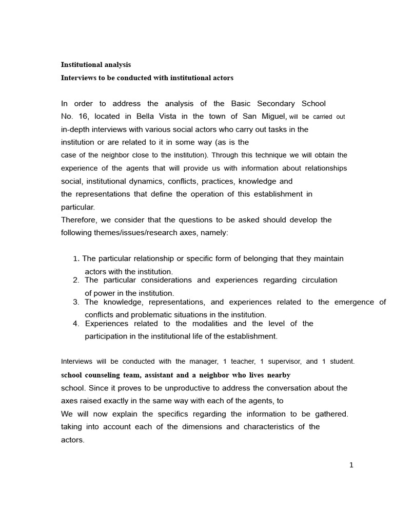 Institutional Analysis of Bella Vista School | PDF | Teachers | Information