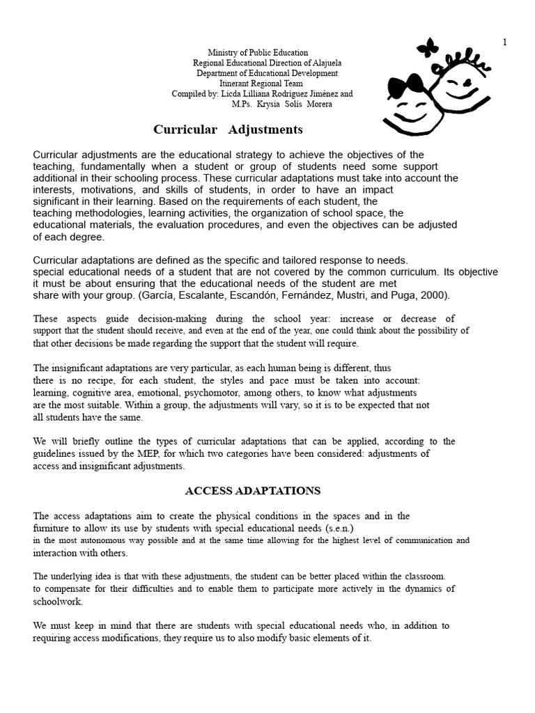 Curricular Adjustments for Student Needs | PDF | Curriculum | Special ...