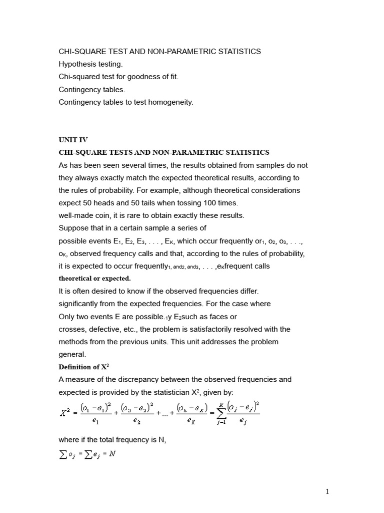 Chi-Square Test in Non-Parametric Statistics | PDF | Chi Squared Test ...