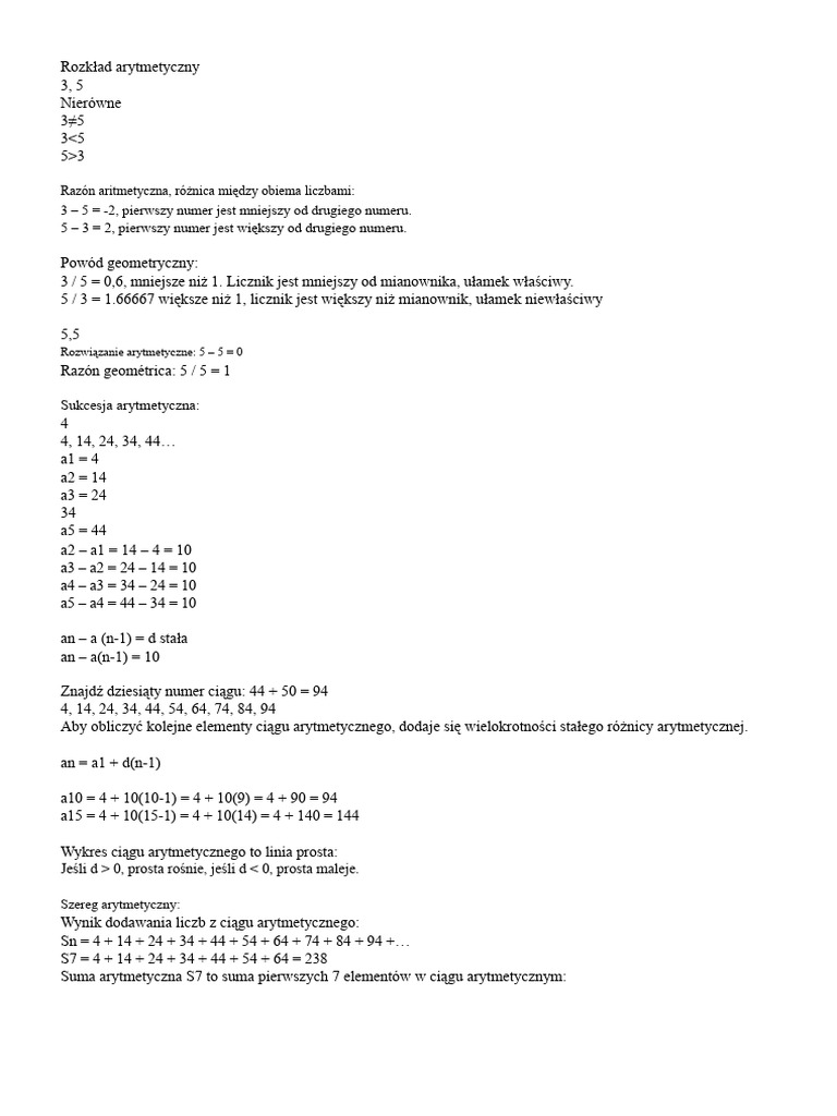 Razem Arytmetyczny I Razem Geometryczny 2 | PDF