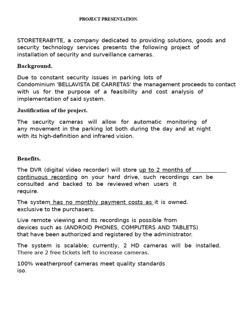 Security Camera Installation Proposal | PDF